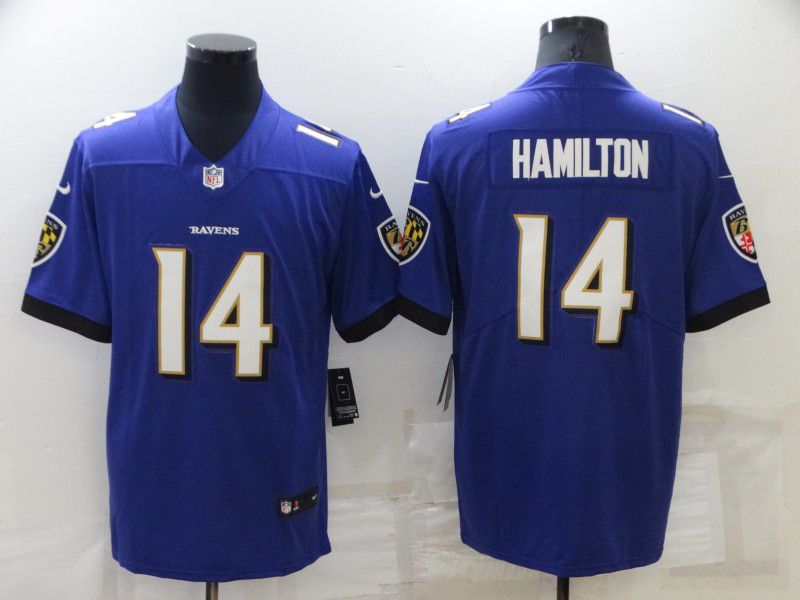 Men Baltimore Ravens #14 Hamilton Purple 2022 Nike Limited Vapor Untouchable NFL Jersey